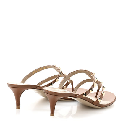 Valentino Garavani Calfskin Rockstud 50mm Flip Flop Thong Sandals 38 Saddle Brown 5 of 11