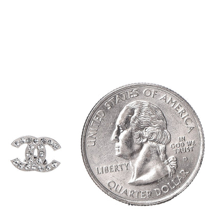 Chanel Crystal Mini Timeless CC Earrings Silver 2 of 4