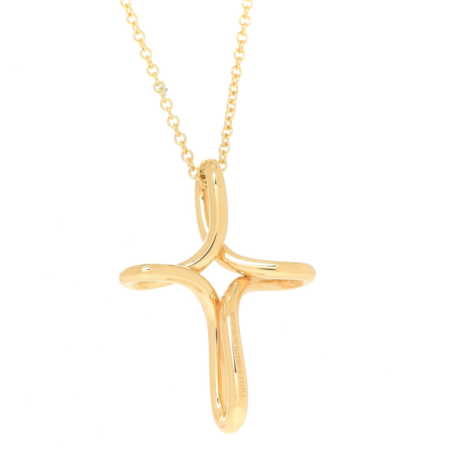 Tiffany 18K Yellow Gold Elsa Peretti Infinity Cross Pendant Necklace 6 of 6