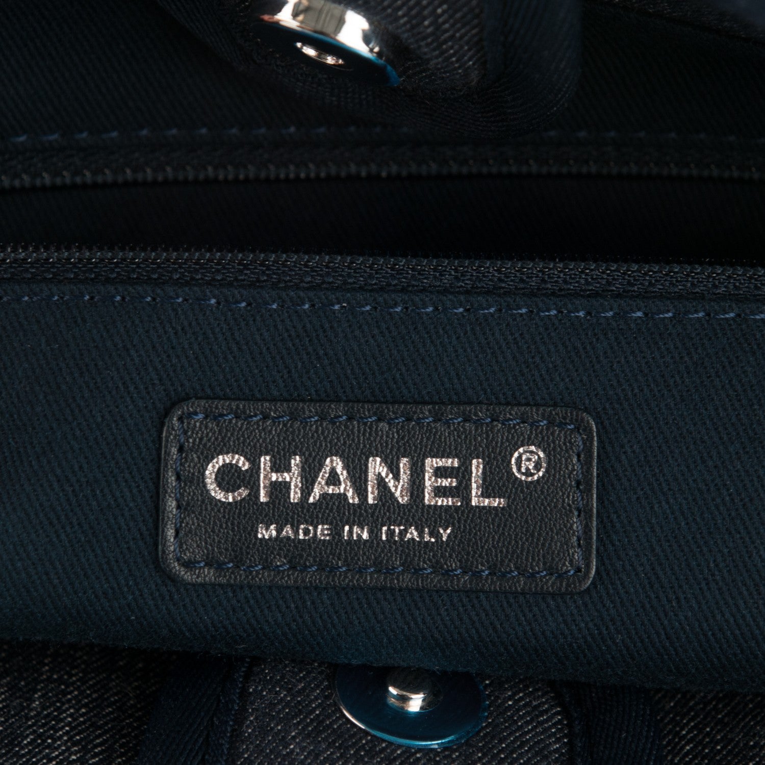 Chanel Canvas Small Deauville Tote Dark Blue 6 of 7