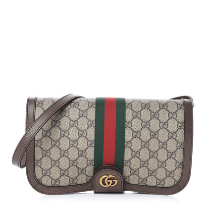 Gucci GG Supreme Monogram Web Ophidia Flap Messenger Bag Beige New Acero 1 of 9