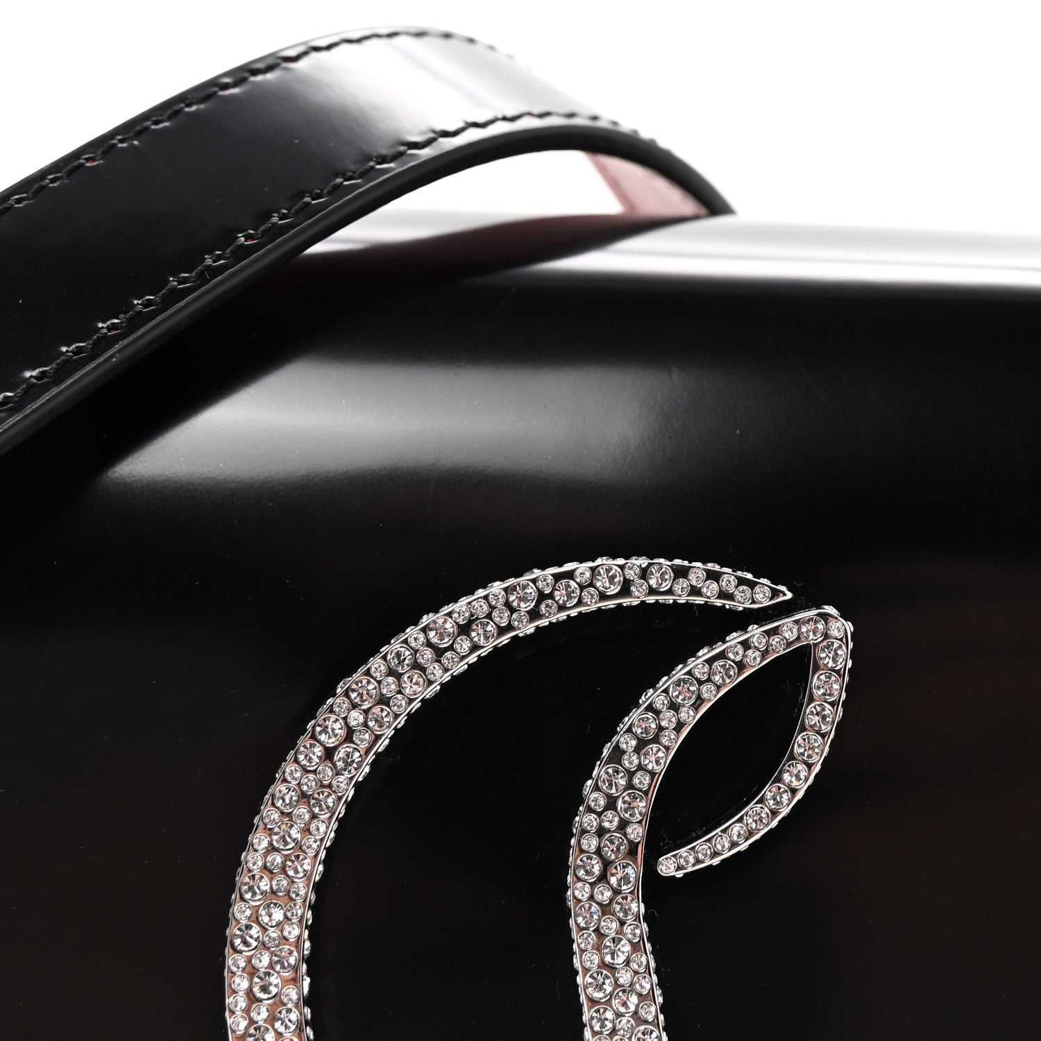 Christian Louboutin Patent Calfskin Strass Small Loubi54 Crossbody Clutch Black 7 of 9