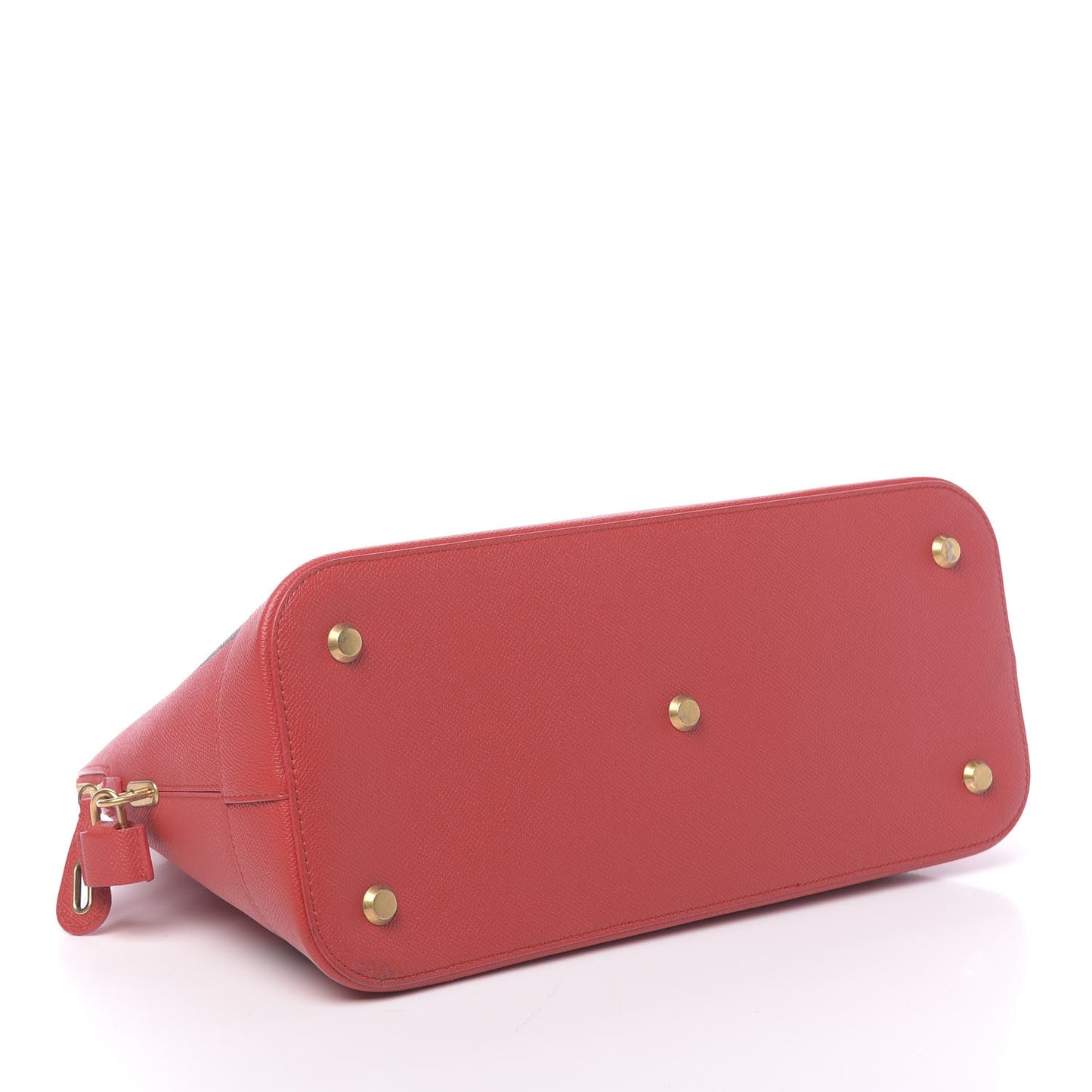 Signature Grained Calfskin Logo M Ville Top Handle Bag Rouge Coquelicot Black