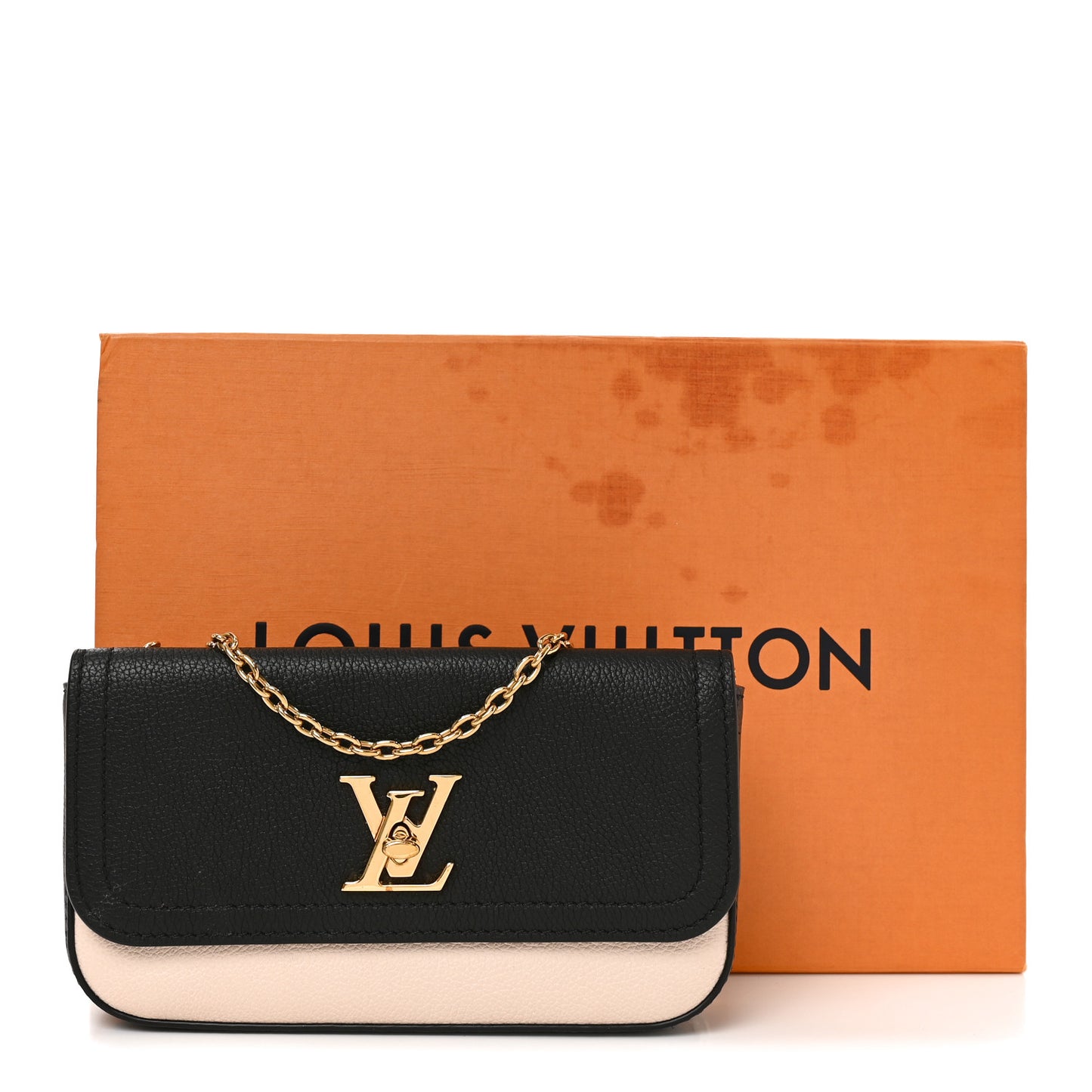 Calfskin Lockme Phone Chain Pouch Vanille Black