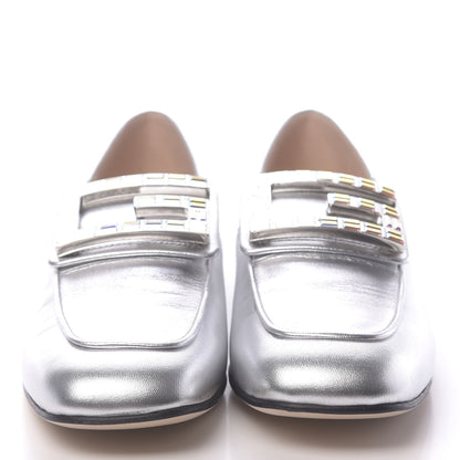 Gucci Metallic Nappa Crystal Square G Madelyn Loafers 37.5 Silver 2 of 10