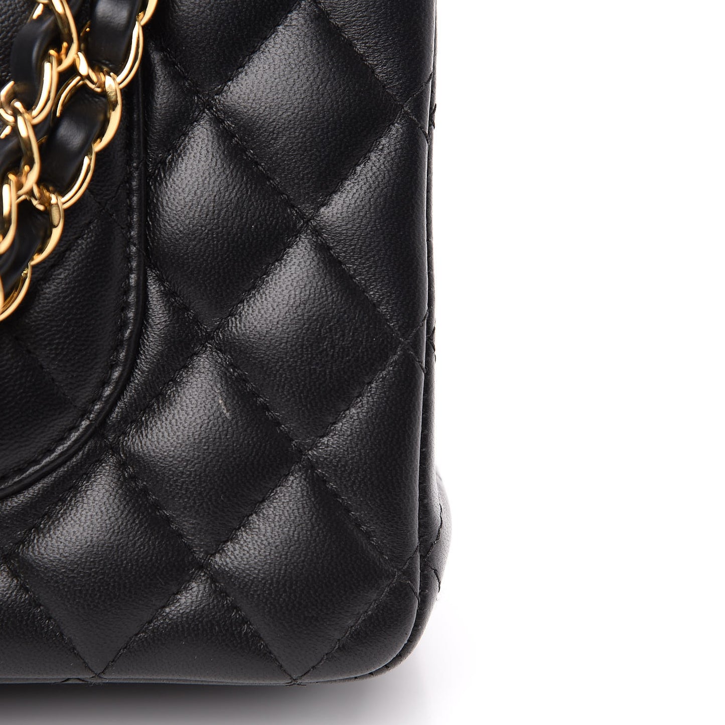Lambskin Quilted Medium Double Flap Black