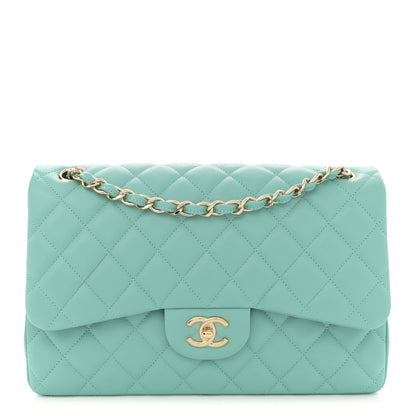Chanel Caviar Quilted Jumbo Double Flap Light Green 1 of 10