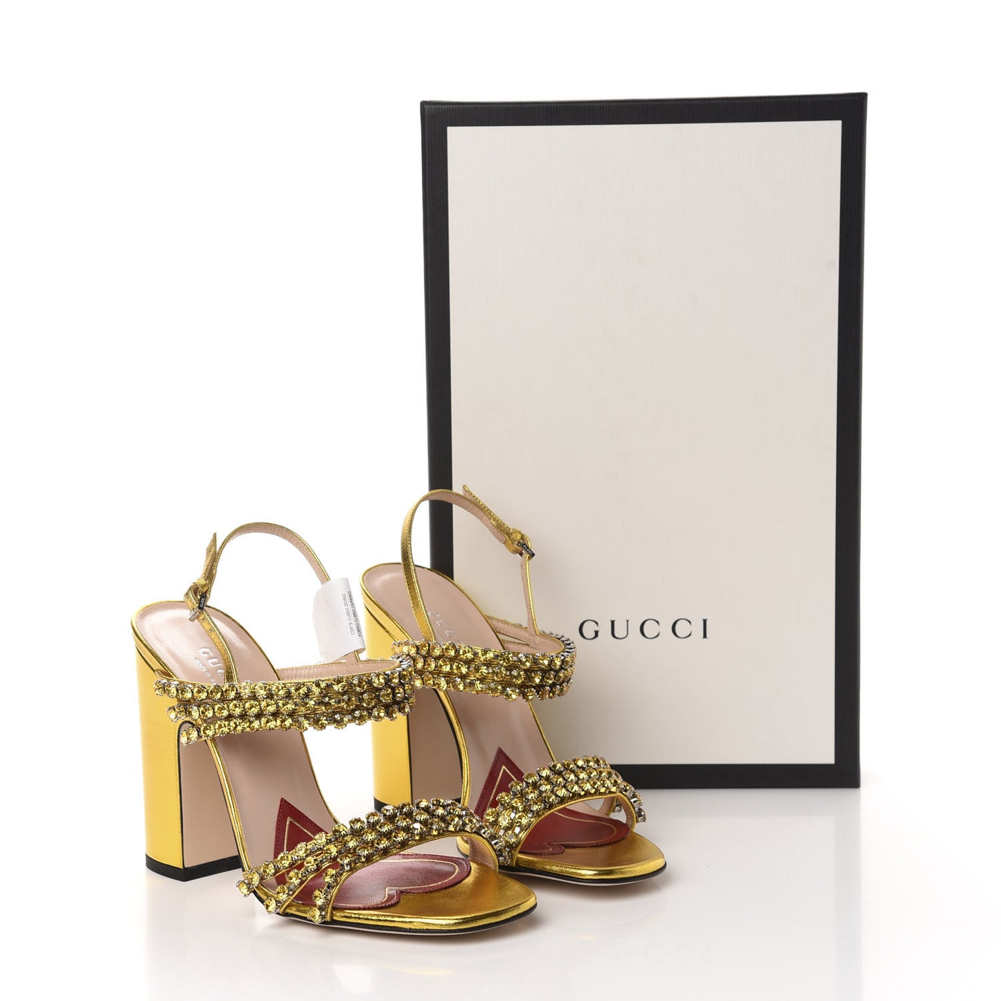 Nappa Silk Crystal Bertie High Heel Sandals 36 Gold