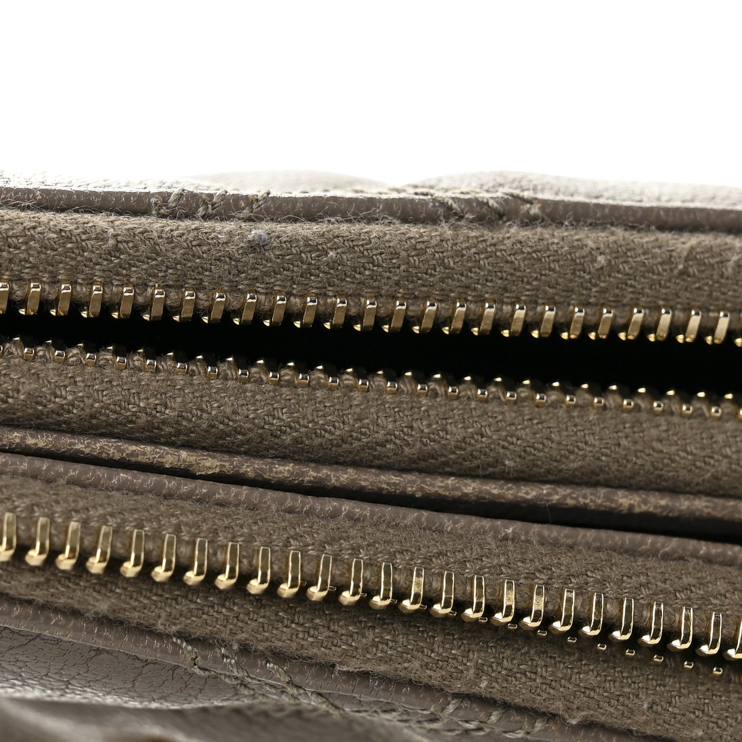 Grained Lambskin Quilted Mini Becky Double Zip Bag Taupe