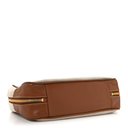 Miu Miu Canvas Calfskin Large Beau Top Handle Bag Naturale Brandy 4 of 10