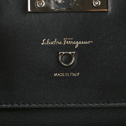 Salvatore Ferragamo Calfskin Woven Small Studio Top Handle Bag Tan Black 8 of 13