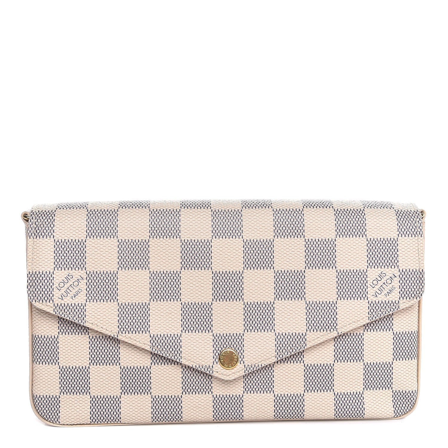 Louis Vuitton Damier Azur Pochette Felicie Chain Wallet Rose Ballerine 1 of 9
