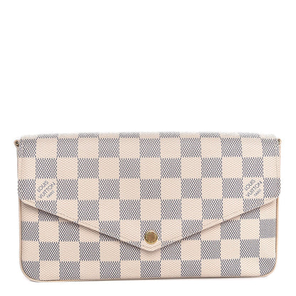 Louis Vuitton Damier Azur Pochette Felicie Chain Wallet Rose Ballerine 1 of 9