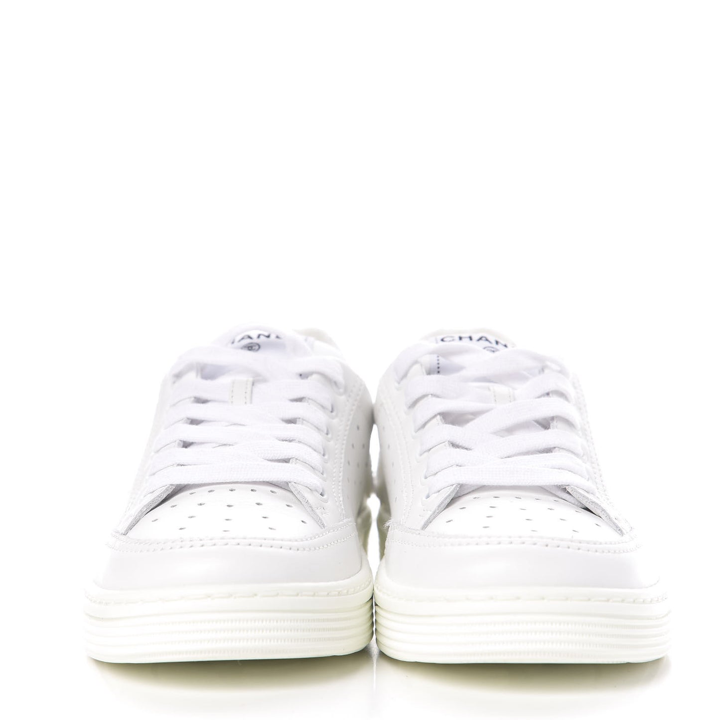Calfskin Womens Logo Sneakers 37.5 White