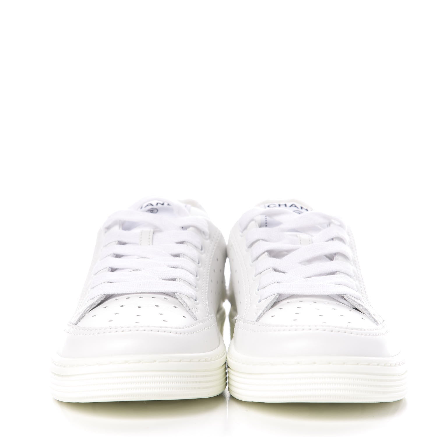 Chanel Calfskin Womens Logo Sneakers 37.5 White 2 of 9