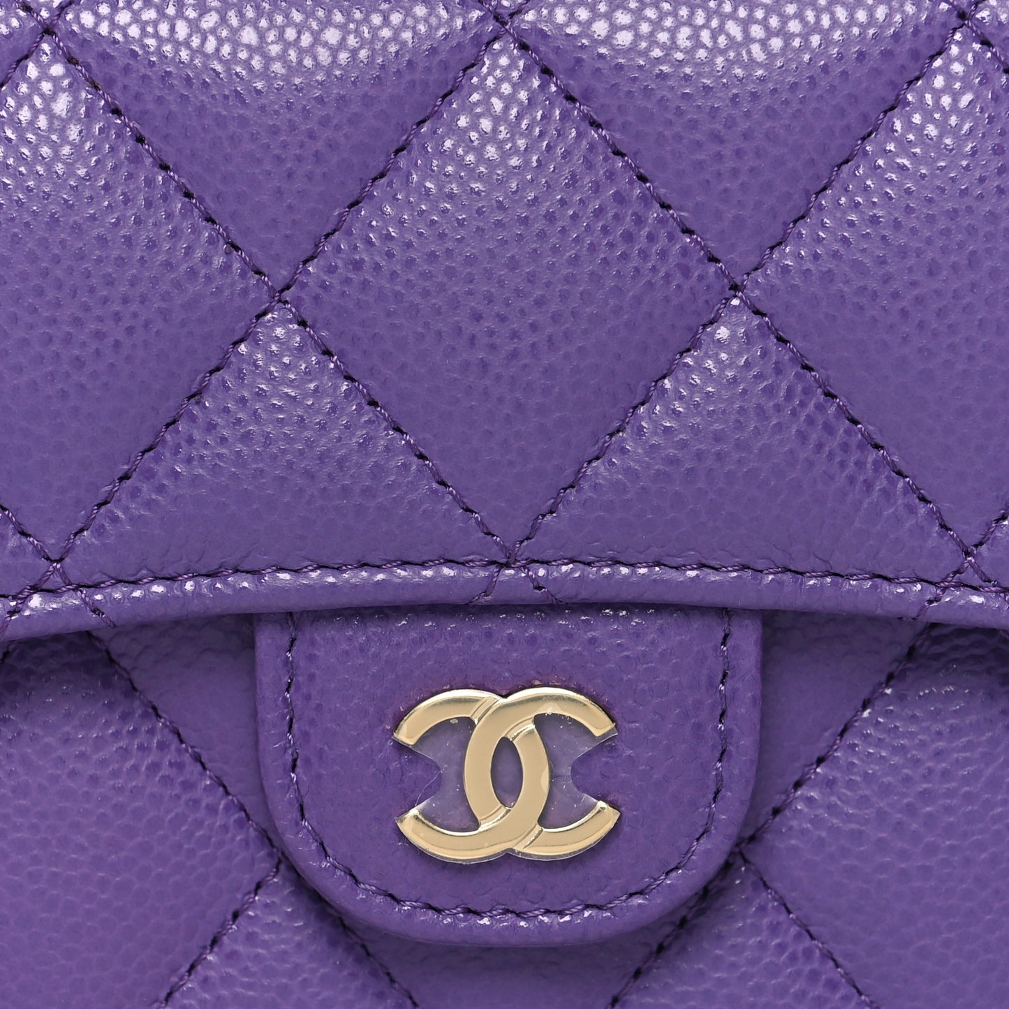 Caviar Quilted Medium Flap Wallet Purple