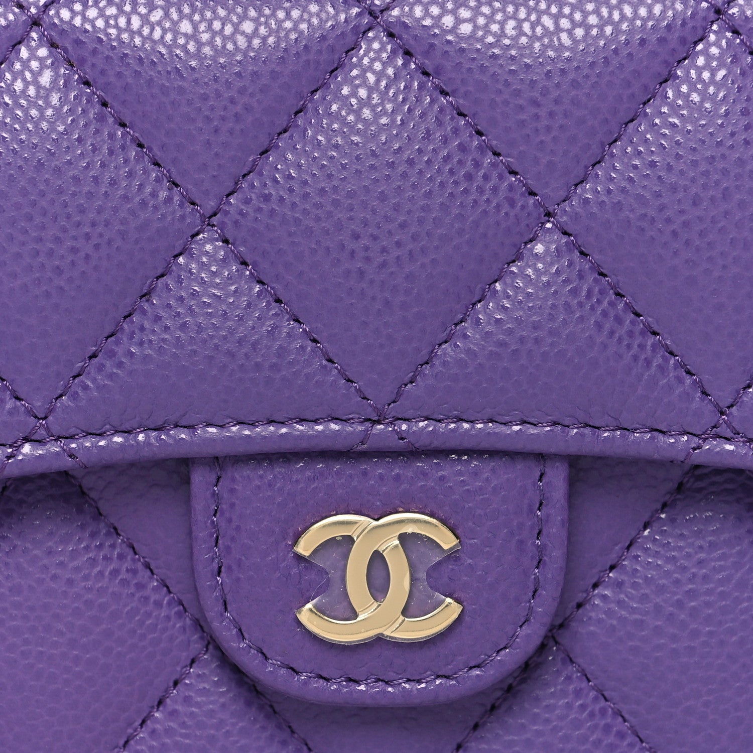 Chanel Caviar Quilted Medium Flap Wallet Purple 10 of 11