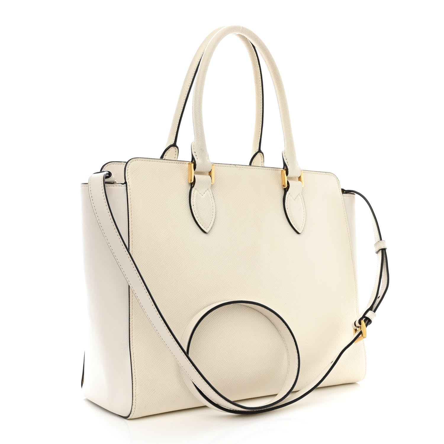 Prada Saffiano Soft Calfskin Front Pocket Zippered Tote White 3 of 20