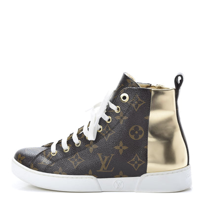 Louis Vuitton Patent Monogram Stellar Sneaker Boots 35.5 Gold 1 of 8