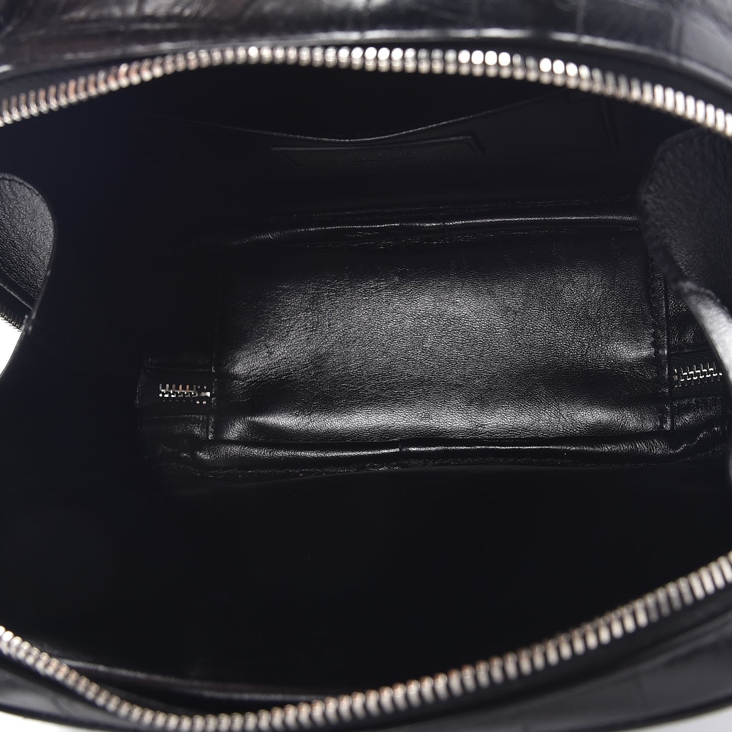 Saint Laurent Calfskin Croc Embossed Monogram Lunch Box Bag Black 5 of 6
