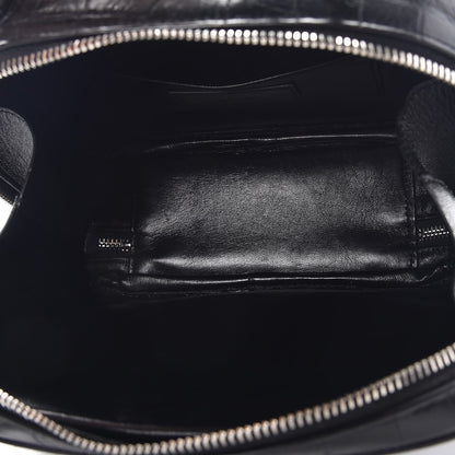 Saint Laurent Calfskin Croc Embossed Monogram Lunch Box Bag Black 5 of 6