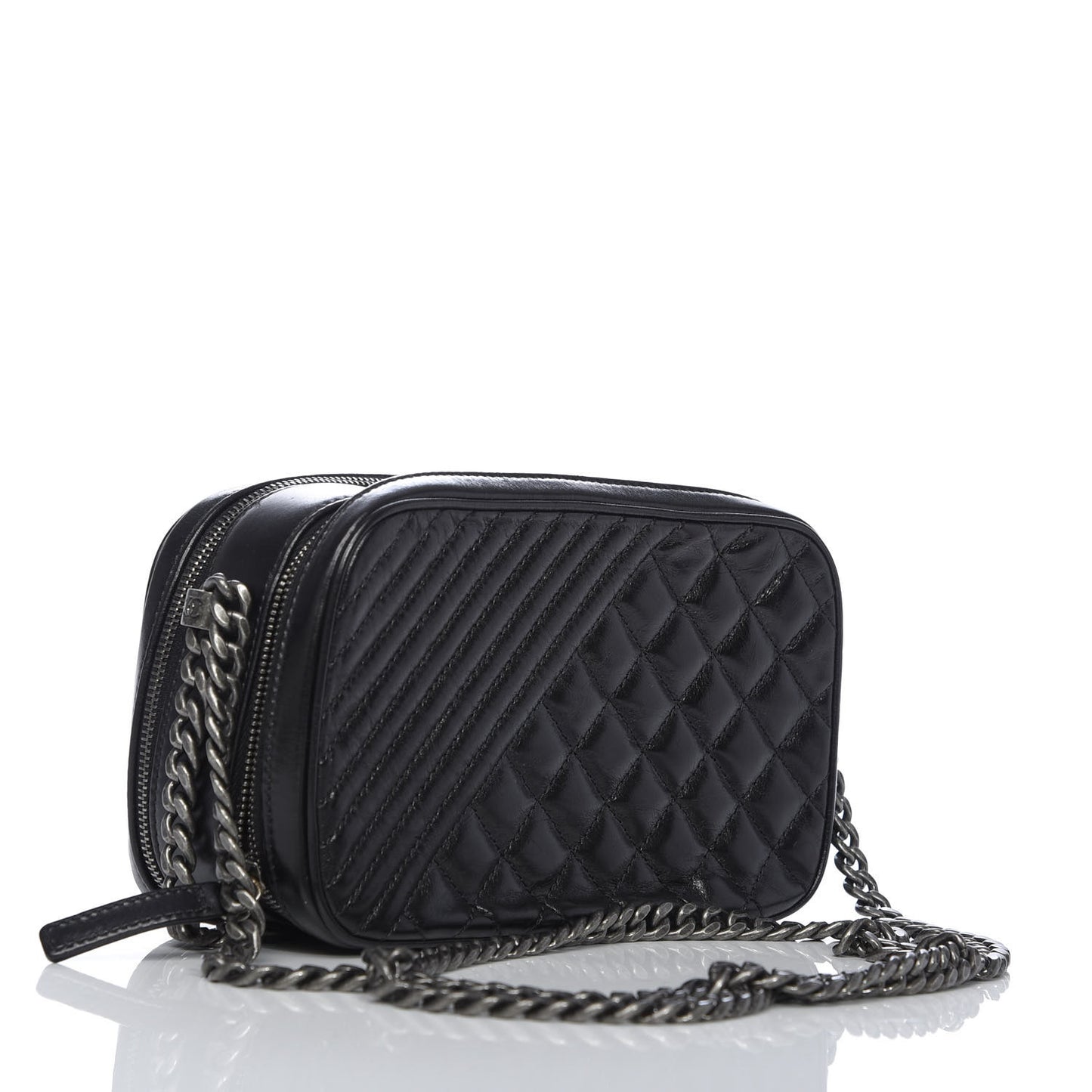 Lambskin Quilted Small Coco Boy Camera Case Black