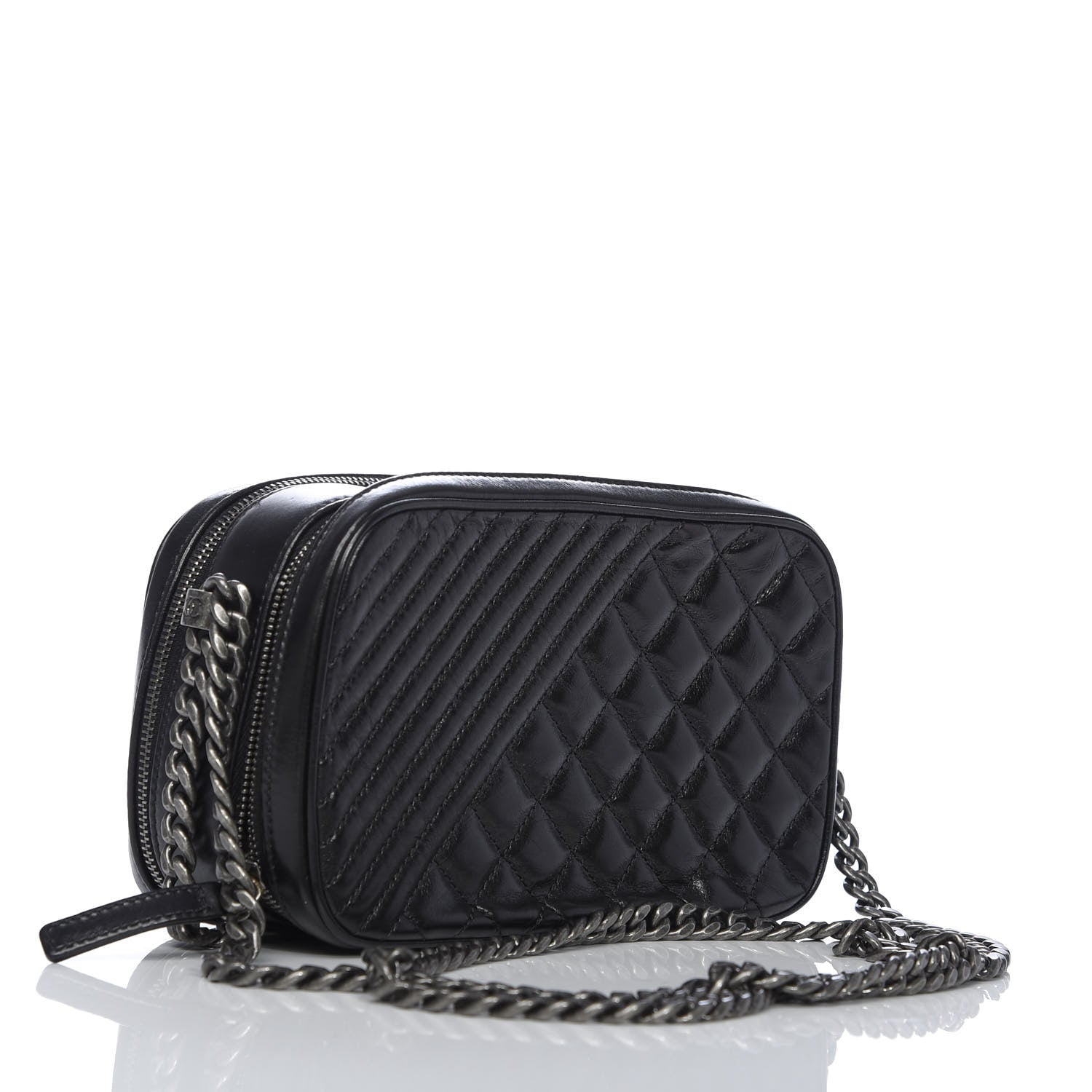 Chanel Lambskin Quilted Small Coco Boy Camera Case Black 3 of 11