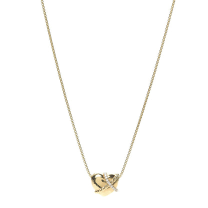 David Yurman 18K Yellow Gold Diamond Le Petit Coeur Heart Pendant Necklace 1 of 6