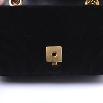 Gucci Velvet Matelasse Mini GG Marmont Shoulder Bag Black 12 of 14