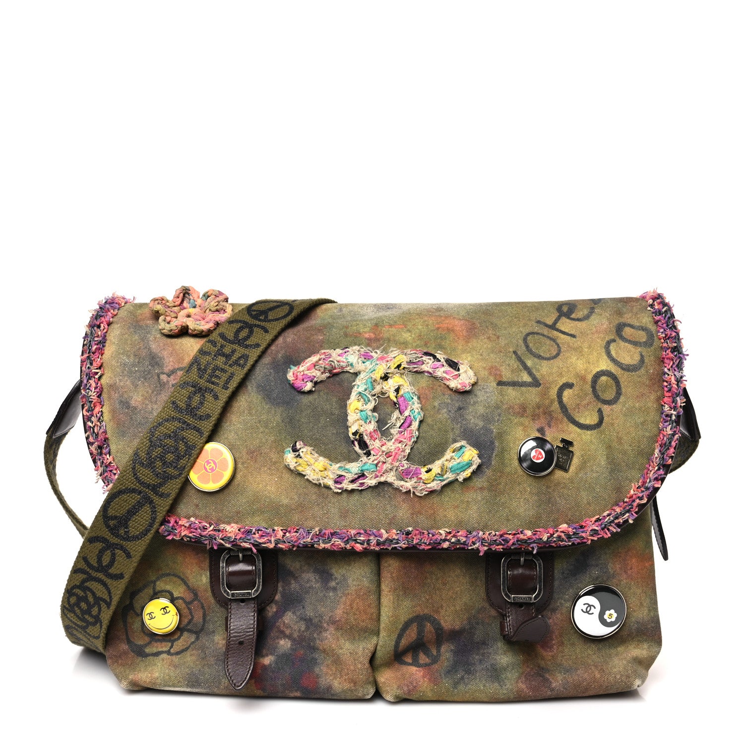 Chanel Washed Toile Large Graffiti On The Pavements Messenger Khaki Multicolor 1 of 9