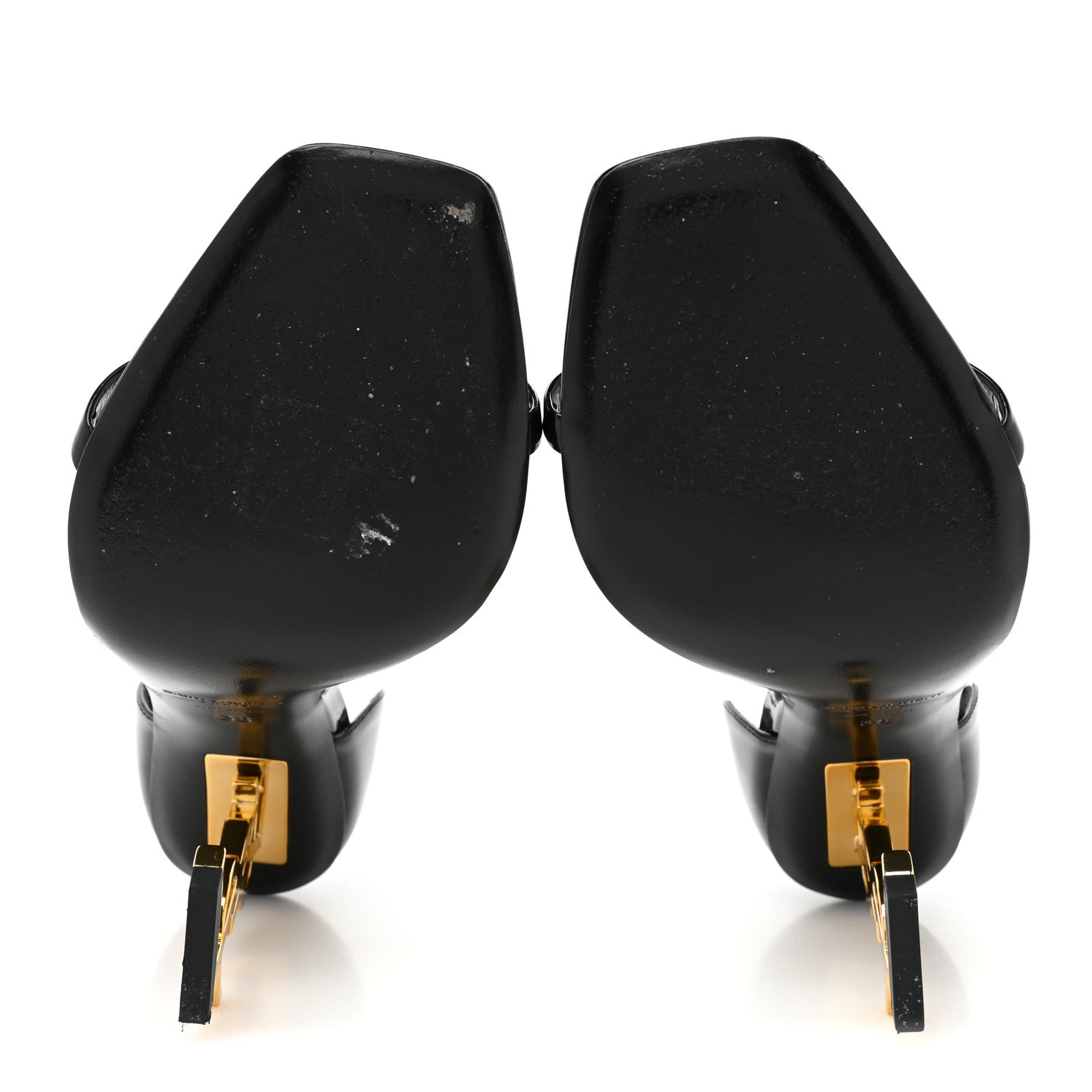 Saint Laurent Patent Calfskin Opyum 110 Sandals 38 Black Gold 5 of 11