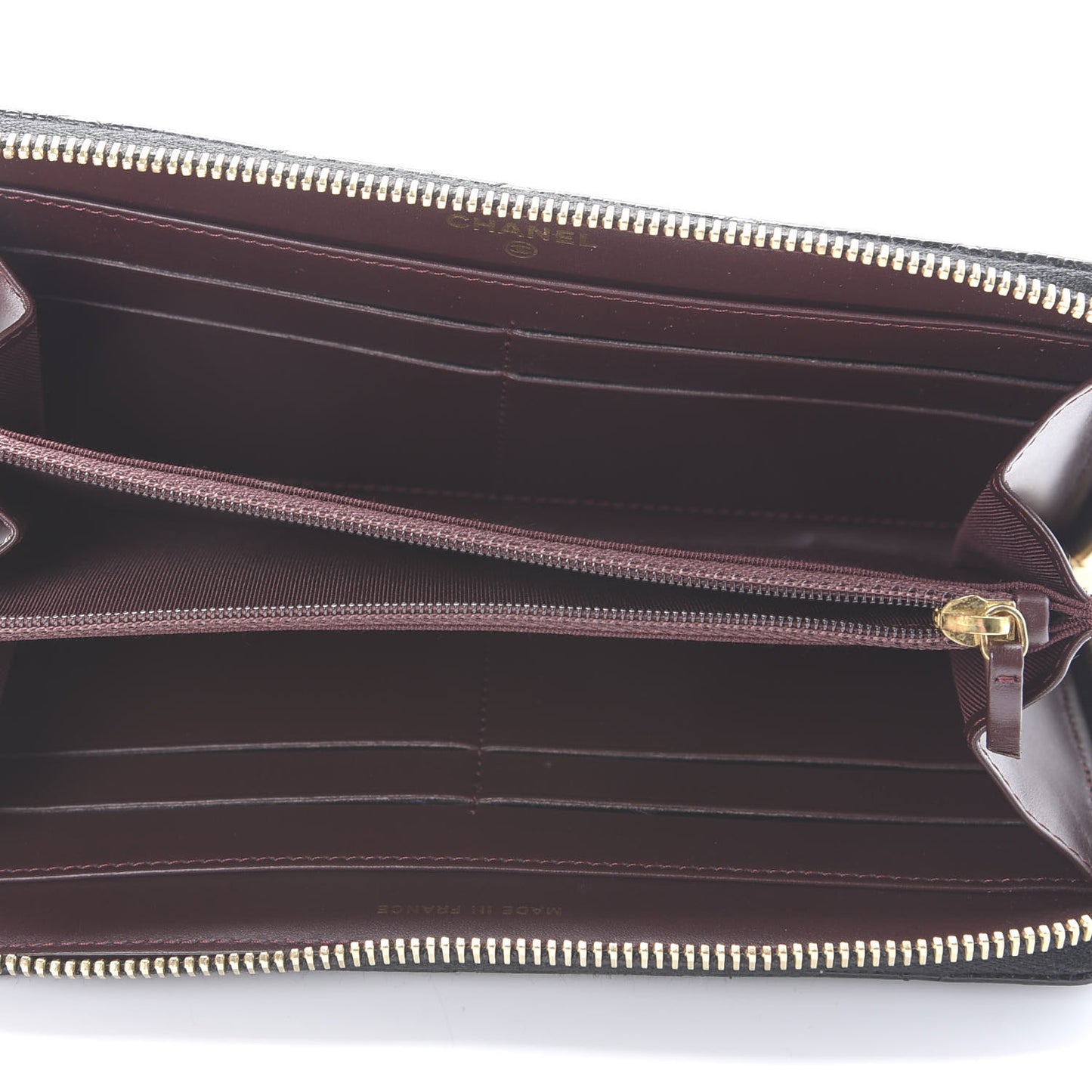 Caviar Quilted Large Gusset Zip Around Wallet Black