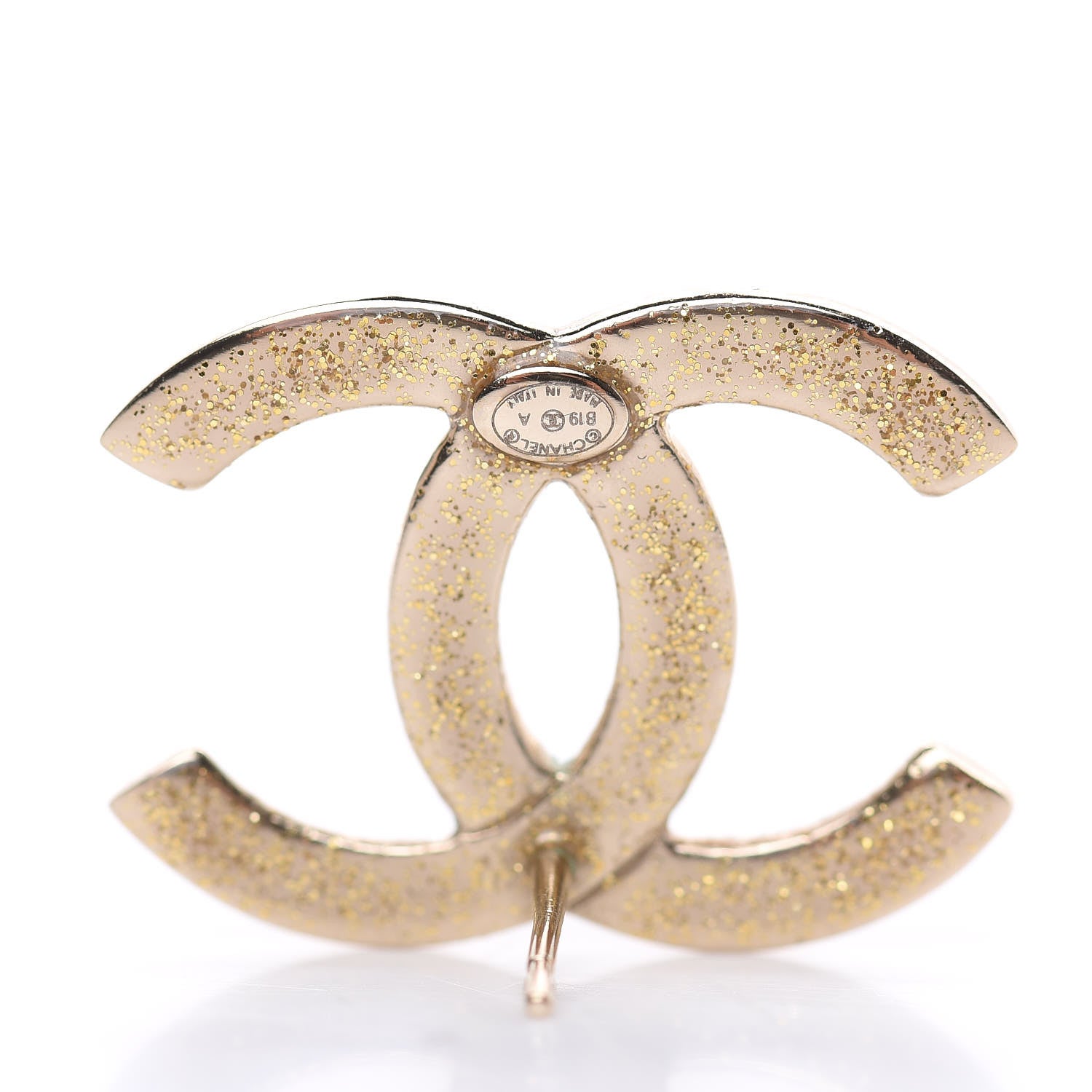 Chanel Crystal Glitter Quilted CC Earrings Light Gold 3 of 5