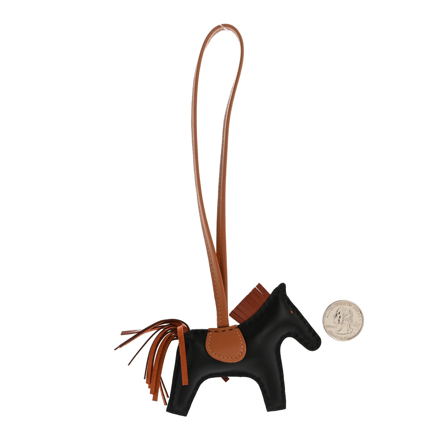 Hermes Milo Lambskin Grigri Rodeo Horse Bag Charm PM Black Sienne Gold 2 of 3