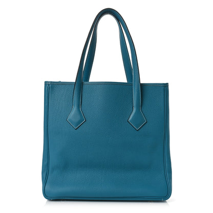 Hermes Taurillon Clemence Victoria II Cabas 32 Blue Jean 1 of 9