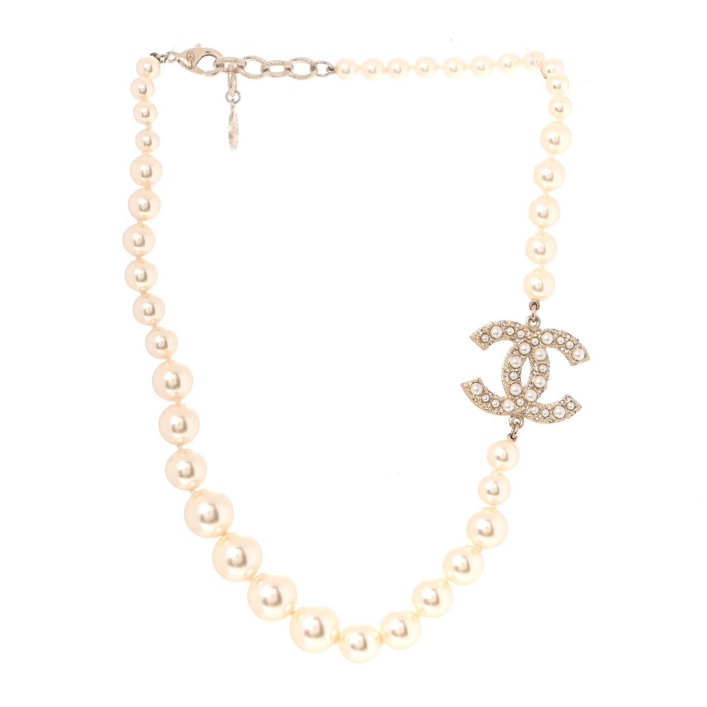 Pearl CC 100th Anniversary Necklace Light Gold