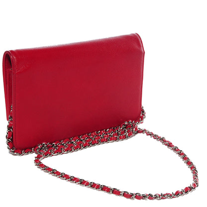 Chanel Caviar Sevruga Wallet on Chain WOC Red 3 of 7