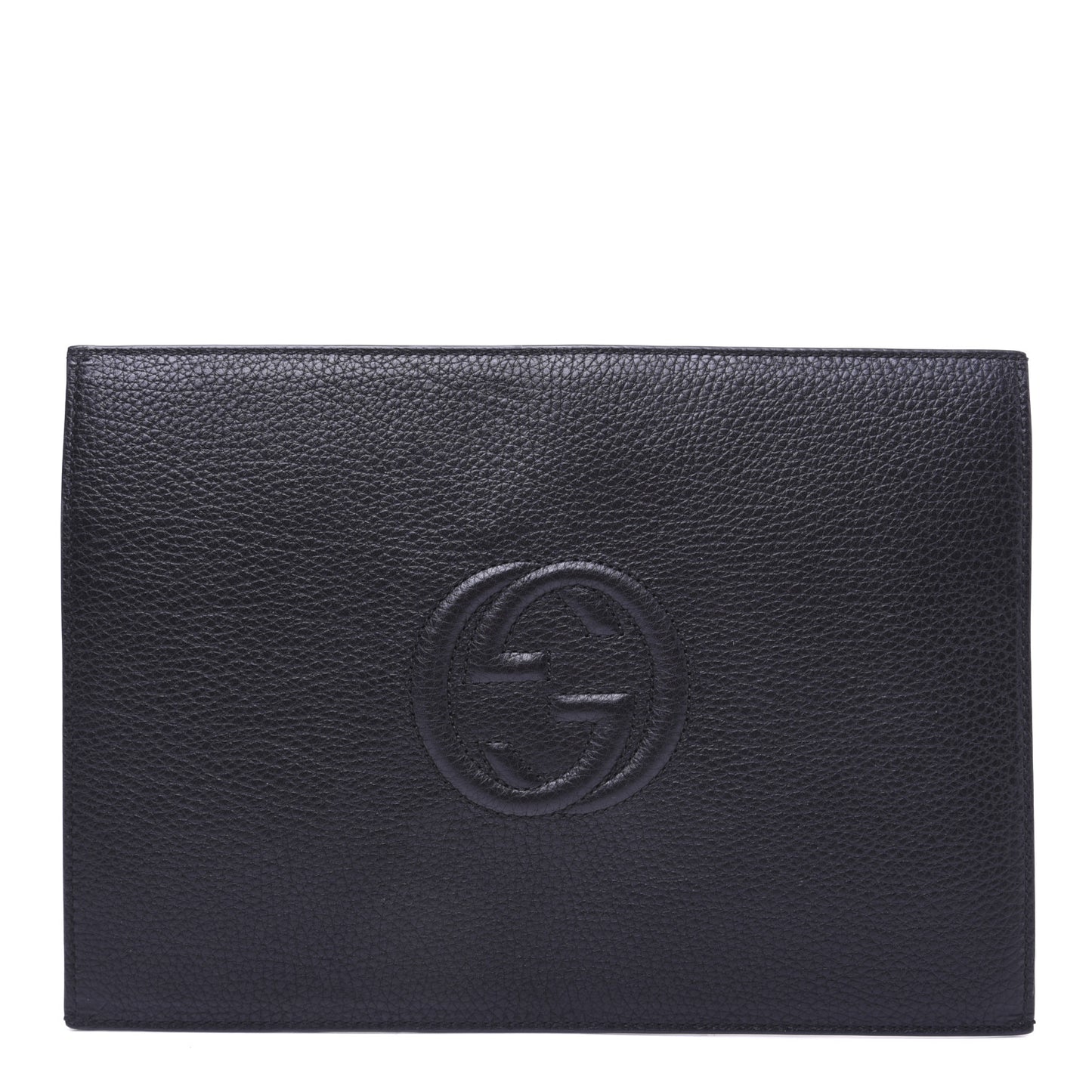 Pebbled Calfskin Soho Document Holder Black