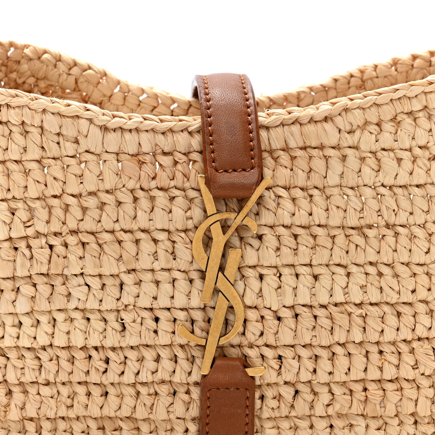 Saint Laurent Raffia Calfskin Le 5 A 7 Mini Hobo   Natural Brick 8 of 10