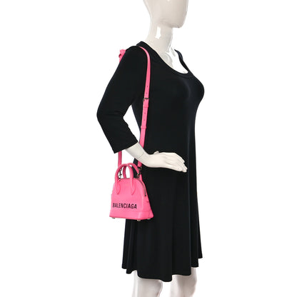 Balenciaga Signature Grained Calfskin Logo XXS Ville Top Handle Bag Acid Pink Black 2 of 16