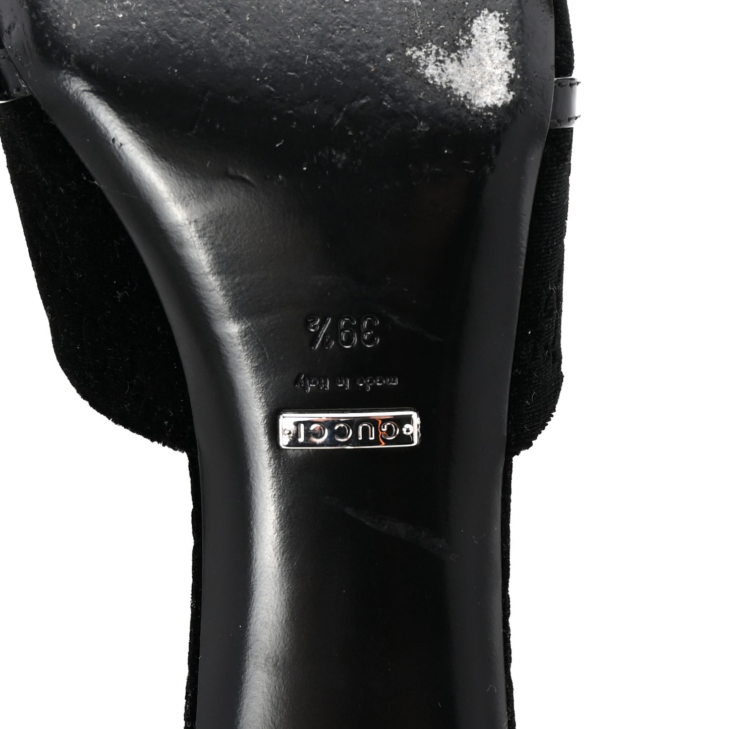 New Velvet Ashmir Regent Calfskin GG Monogram Square Toe Bow 45mm Slide Sandals 39.5 Black