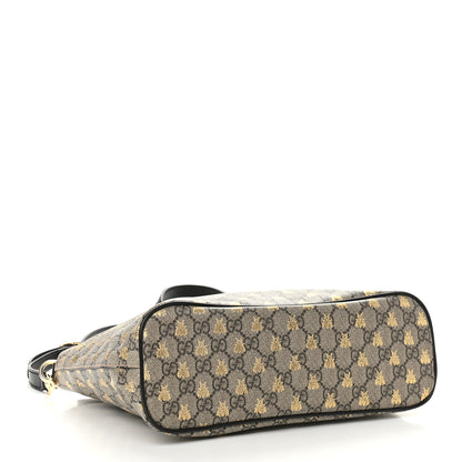Gucci Soft GG Supreme Monogram Bees Small Crossbody Tote Beige Oro Black 4 of 9