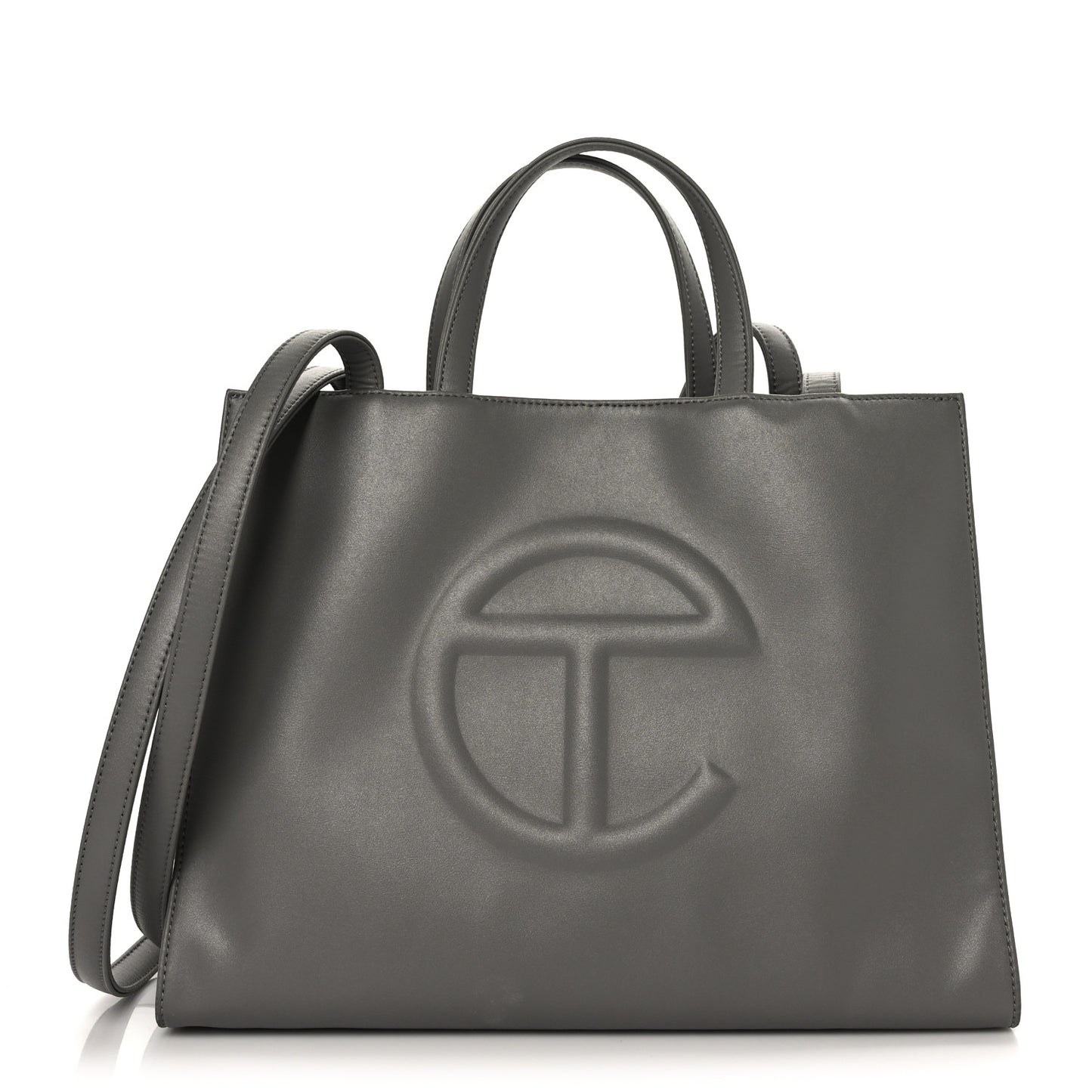 Vegan Leather Medium Shopping Bag Grey