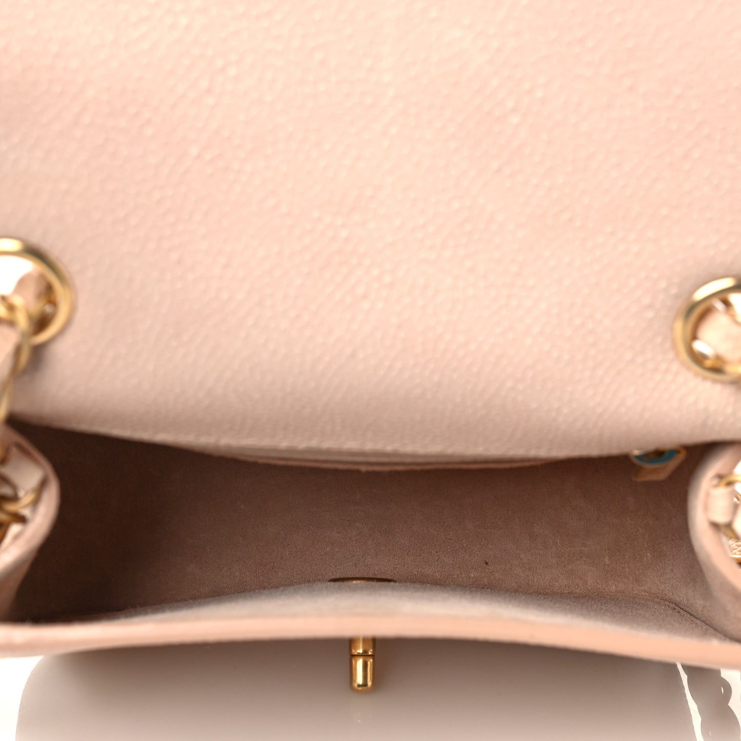 Grained Calfskin Mini Square Classic Pure Flap Nude