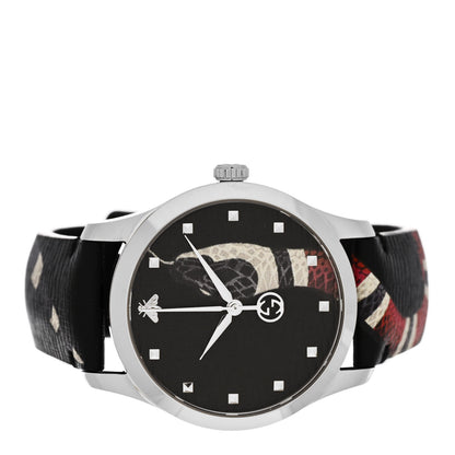 Gucci Stainless Steel Calfskin 38mm Le Marche Des Merveilles Snake Quartz Watch Black 2 of 5