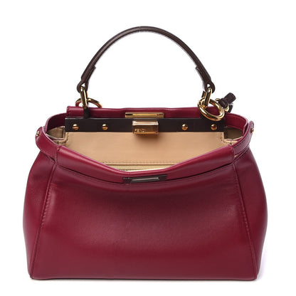 Fendi Nappa Mini Peekaboo Iconic Satchel Black Cherry Brown 4 of 11