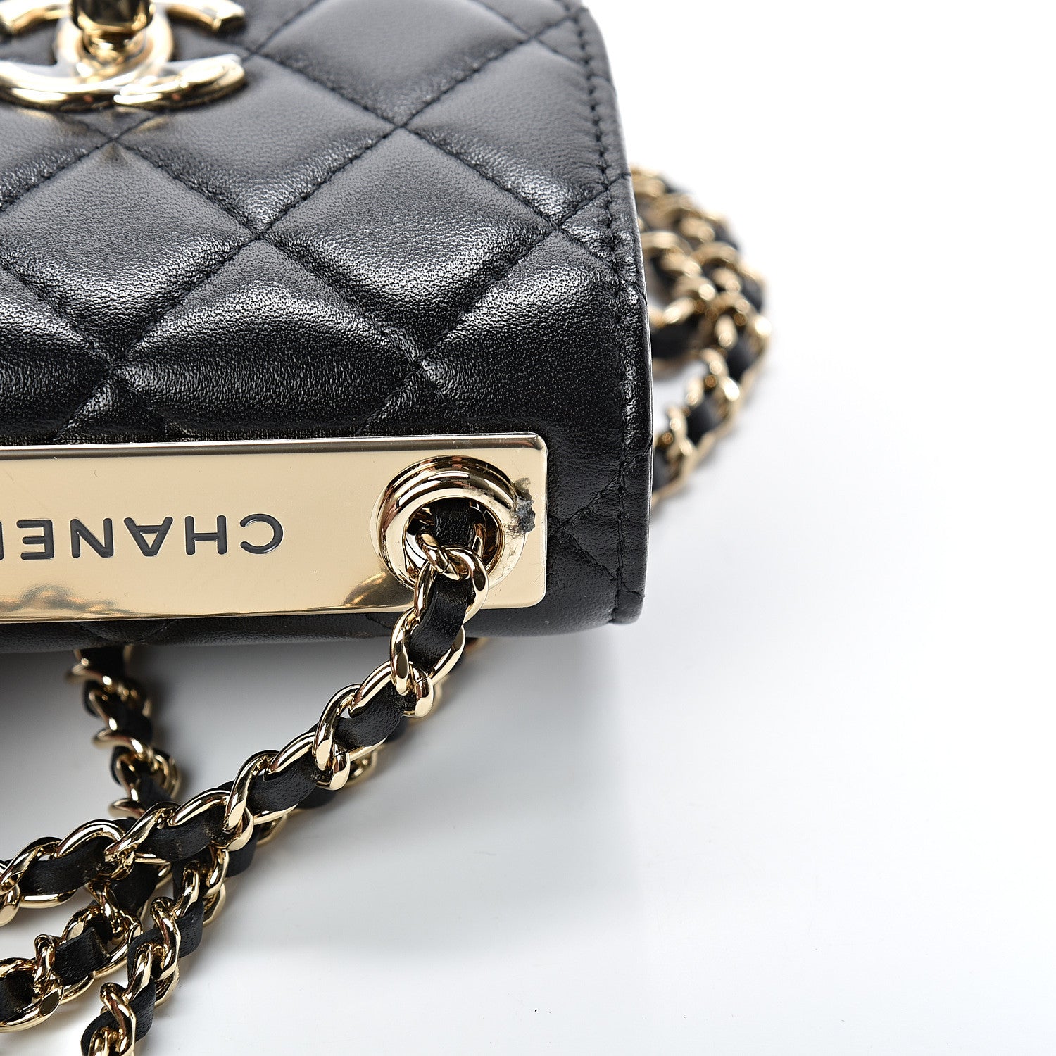 Chanel Lambskin Quilted Mini Trendy CC Chain Wallet Black 10 of 11