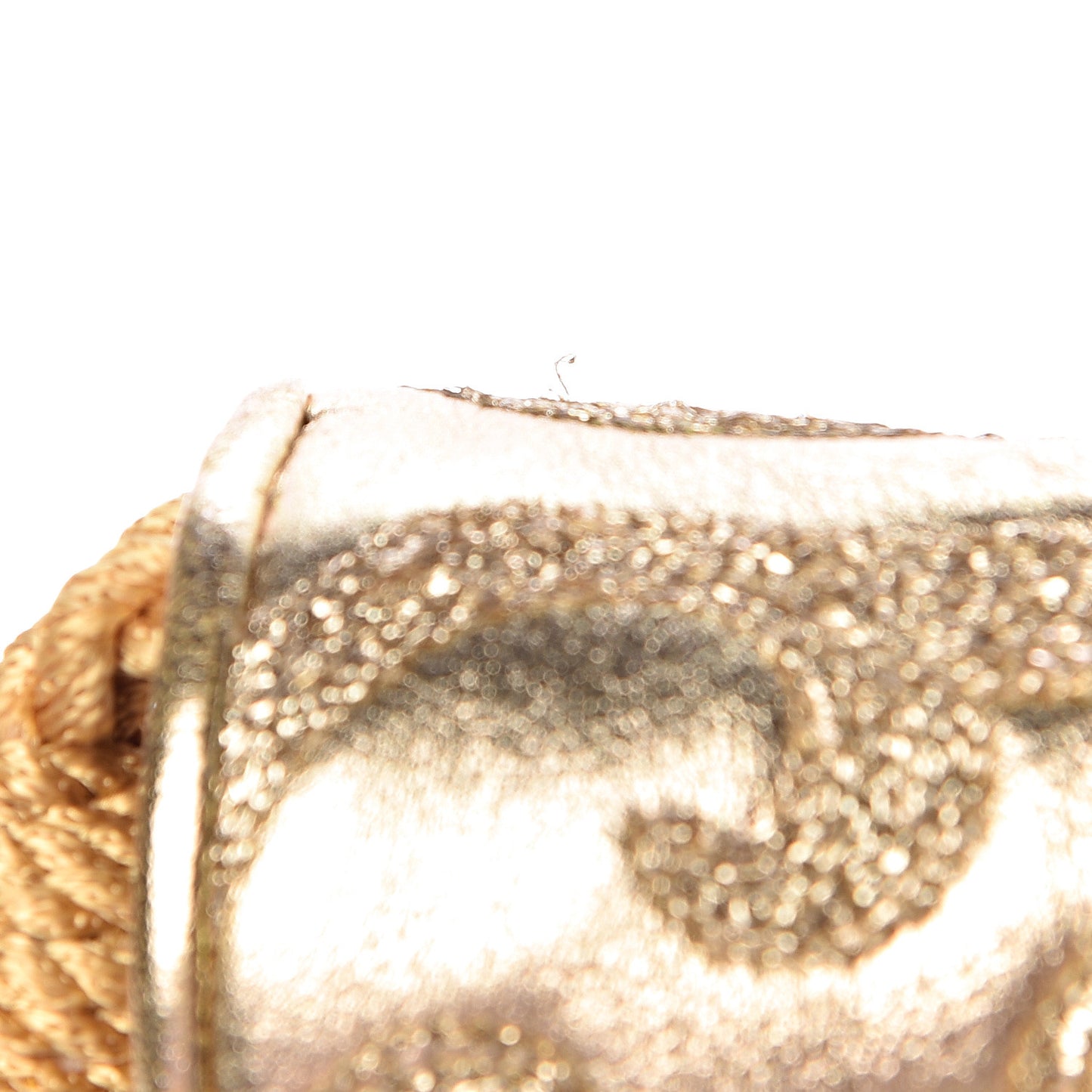 Metallic Calfskin Embroidered Tassel Shoulder Bag Gold