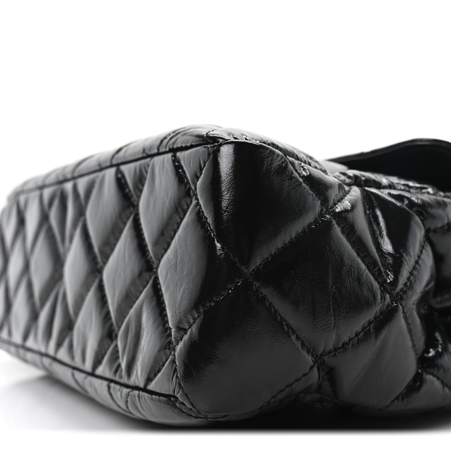 Chanel Shiny Crumpled Calfskin Quilted Large Wavy CC Hobo Black 9 of 9