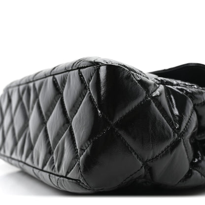 Chanel Shiny Crumpled Calfskin Quilted Large Wavy CC Hobo Black 9 of 9